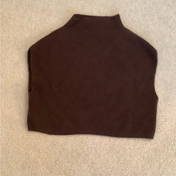 Anthropologie The Enzo Cashmere Poncho Sweater Vest XS Petite Chocolate Brown - Picture 7 of 13